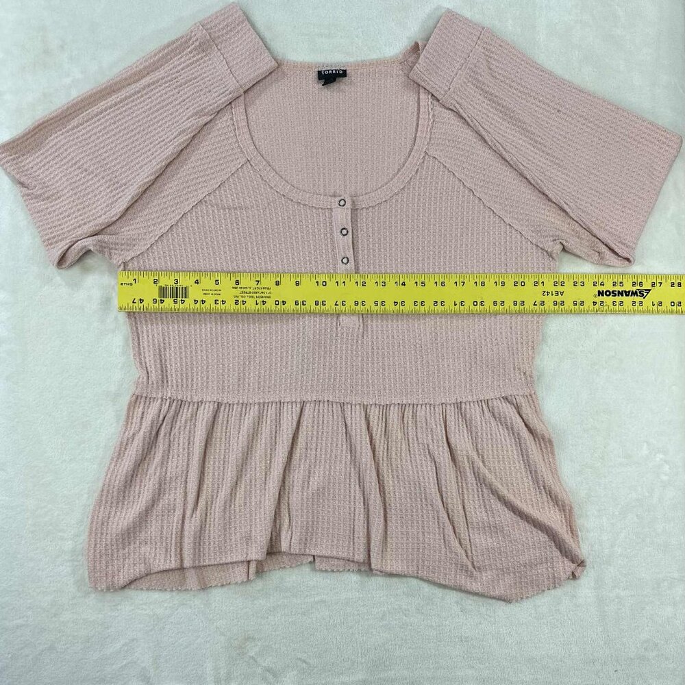 Torrid Pink Ribbed Long Sleeve Blouse - Picture 8 of 13